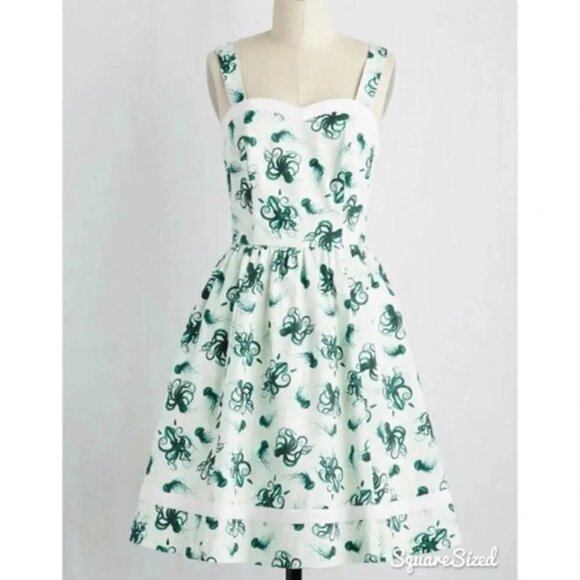 MODCLOTH Unicorn "Heck Yes" Jellyfish Octopus Print Rockabilly Dress Size M HTF - Picture 2 of 10
